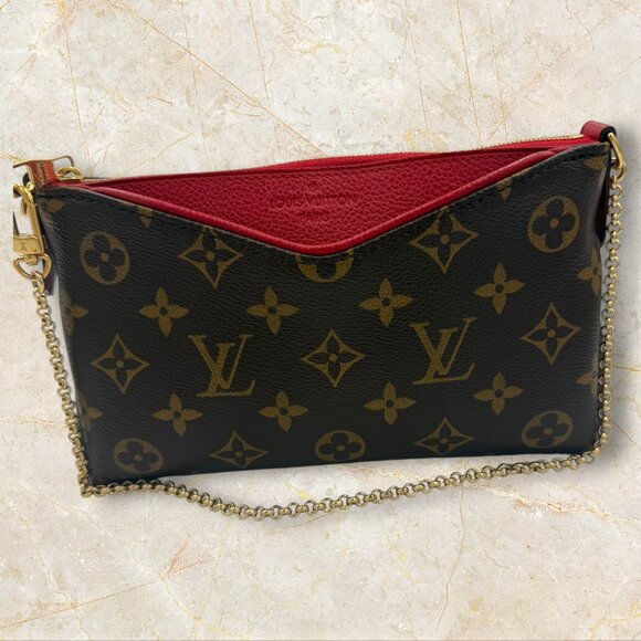 Louis Vuitton Monogram Canvas & Cerise Pallas Clutch - Picture 1 of 8